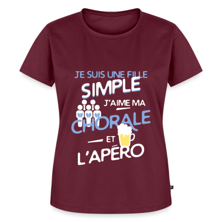 T-shirt premium femme - Une fille simple: Chorale et apéro - bourgogne - front