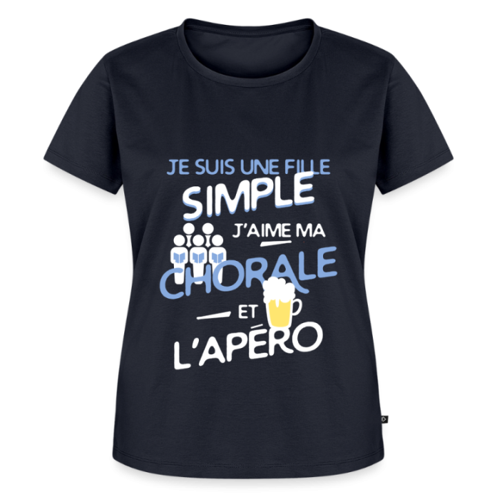 T-shirt premium femme - Une fille simple: Chorale et apéro - bleu marine - front