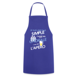 Tablier de cuisine - Une fille simple: Chorale et apéro - bleu royal - front