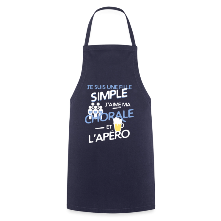 Tablier de cuisine - Une fille simple: Chorale et apéro - marine - front
