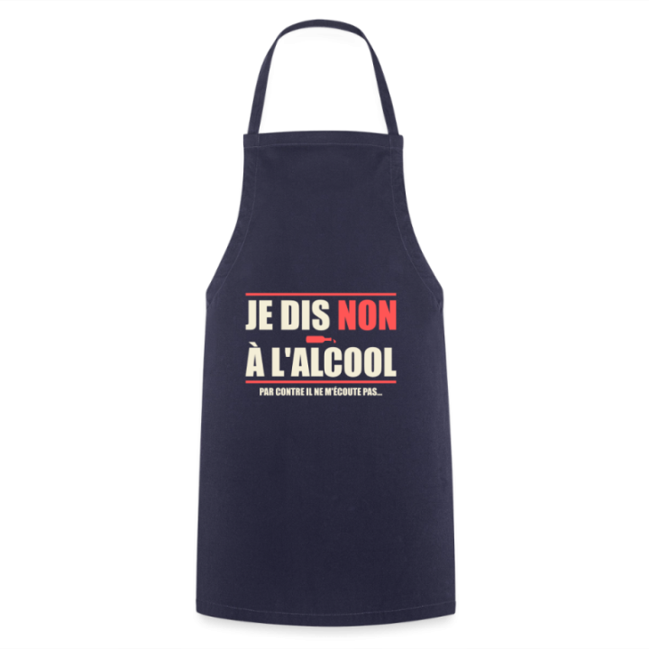 Tablier de cuisine - Je dis non à l'alcool - marine - front