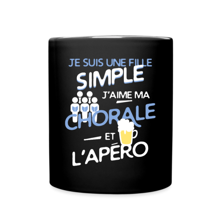 Mug uni - Une fille simple: Chorale et apéro - noir - front
