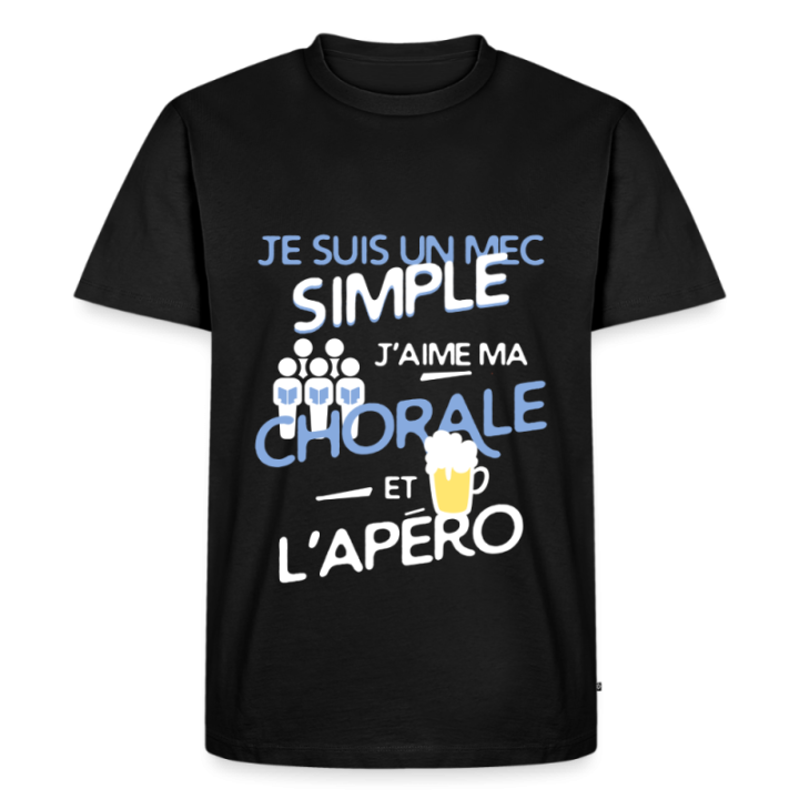 T-shirt premium homme - Un mec simple: Chorale et apéro - noir - front