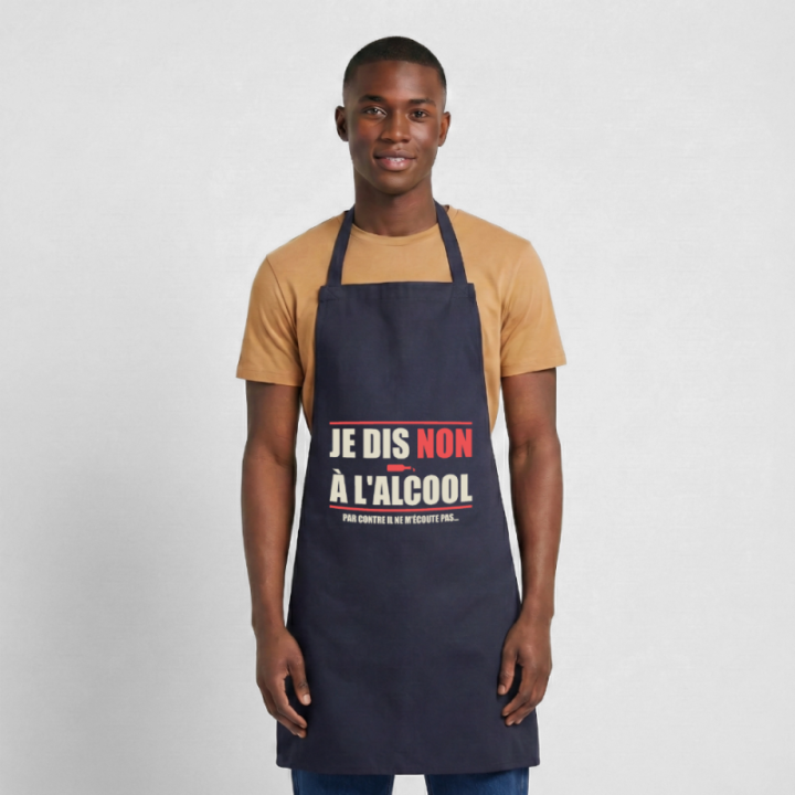 Tablier de cuisine - Je dis non à l'alcool - marine - front