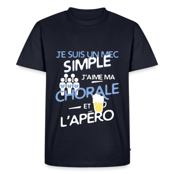 T-shirt premium homme - Un mec simple: Chorale et apéro - bleu marine - front