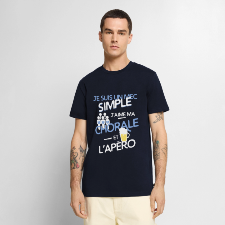 T-shirt premium homme - Un mec simple: Chorale et apéro - bleu marine - front