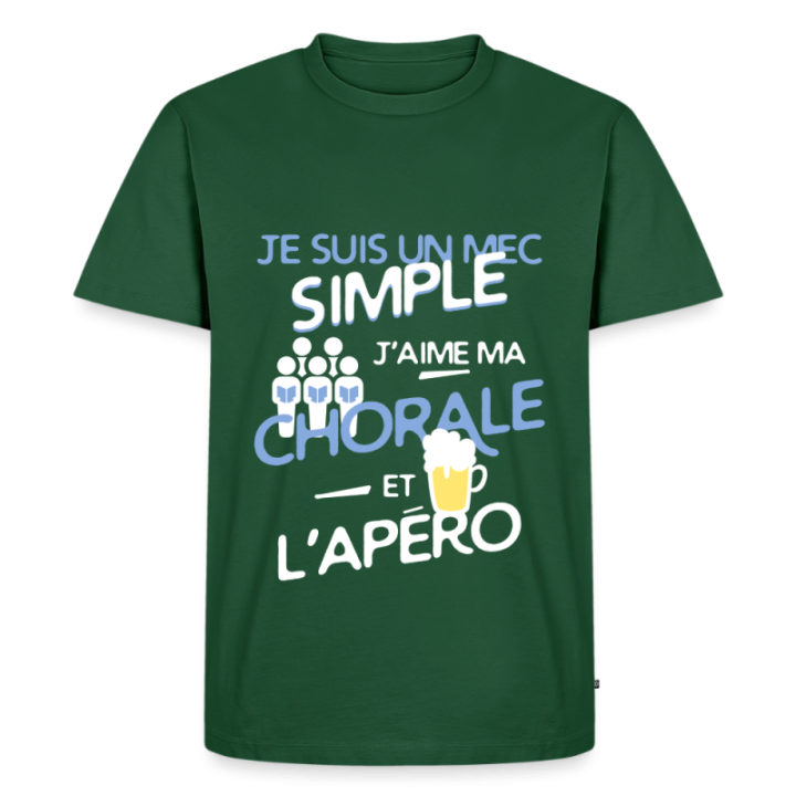 T-shirt premium homme - Un mec simple: Chorale et apéro - vert bouteille - front