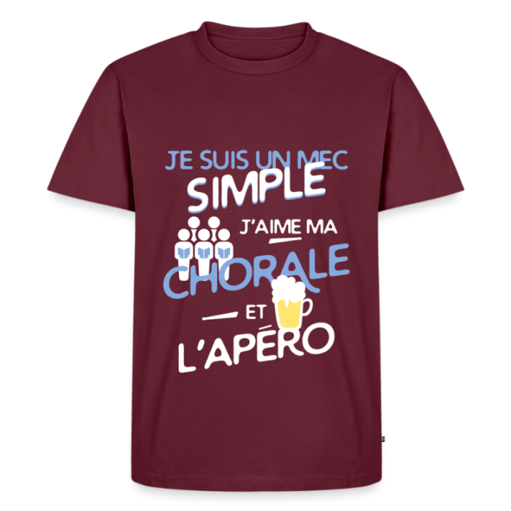 T-shirt premium homme - Un mec simple: Chorale et apéro - bourgogne - front