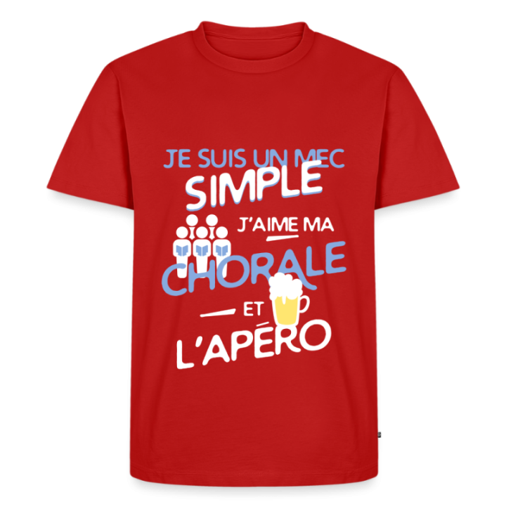 T-shirt premium homme - Un mec simple: Chorale et apéro - rouge - front