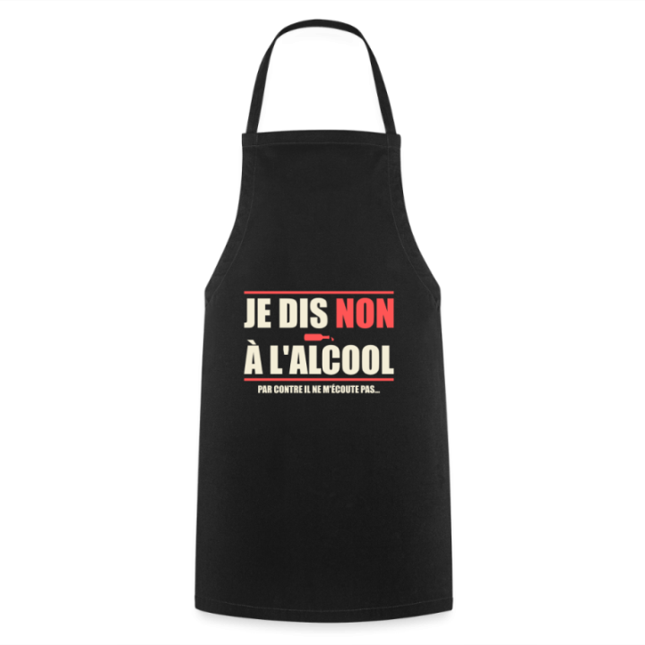 Tablier de cuisine - Je dis non à l'alcool - noir - front