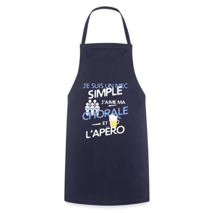 Tablier de cuisine - Un mec simple: Chorale et apéro - marine - front