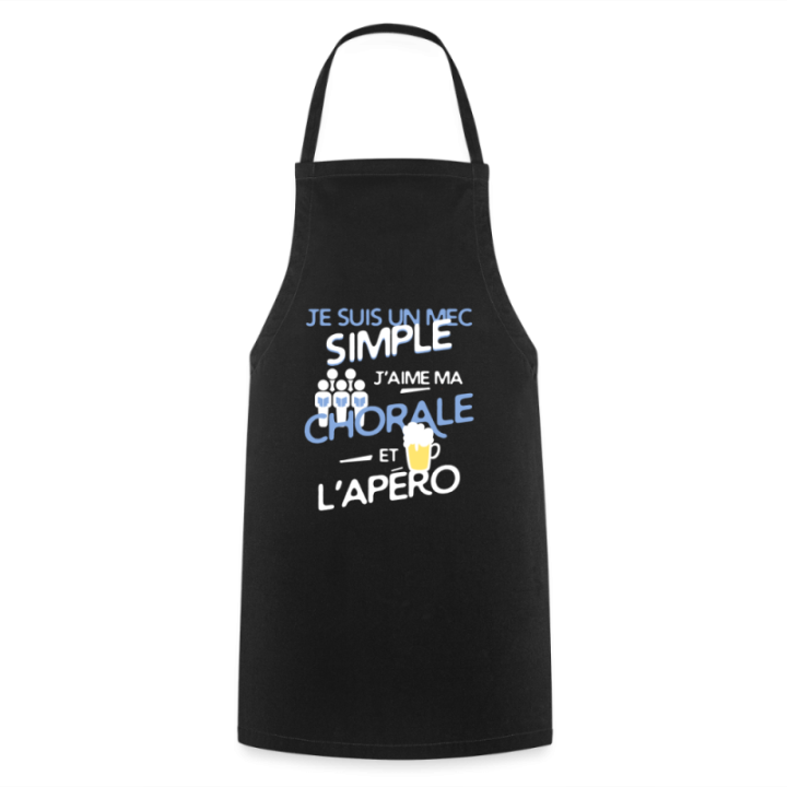 Tablier de cuisine - Un mec simple: Chorale et apéro - noir - front