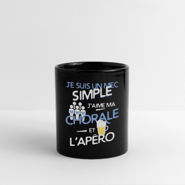 Mug uni - Un mec simple: Chorale et apéro - noir - front