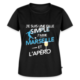 T-shirt premium femme - Une fille simple: Marseille et apéro - noir - front