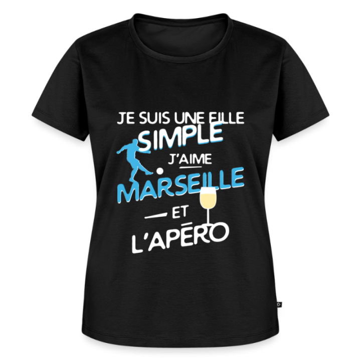 T-shirt premium femme - Une fille simple: Marseille et apéro - noir - front