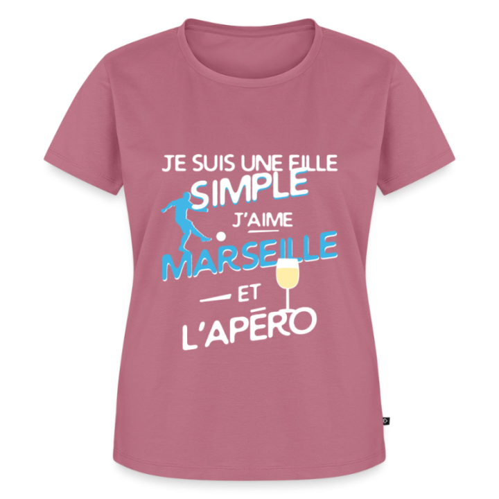 T-shirt premium femme - Une fille simple: Marseille et apéro - mauve - front