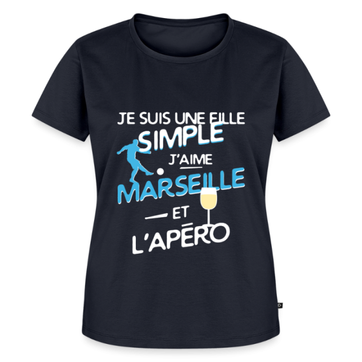 T-shirt premium femme - Une fille simple: Marseille et apéro - bleu marine - front