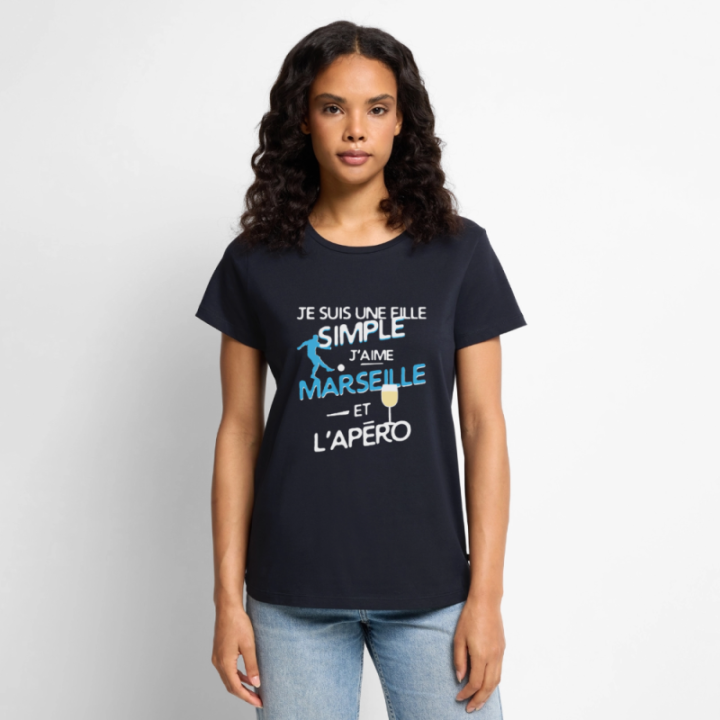 T-shirt premium femme - Une fille simple: Marseille et apéro - bleu marine - front