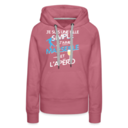 Sweat-shirt à capuche premium femme - Une fille simple: Marseille et apéro - mauve - front