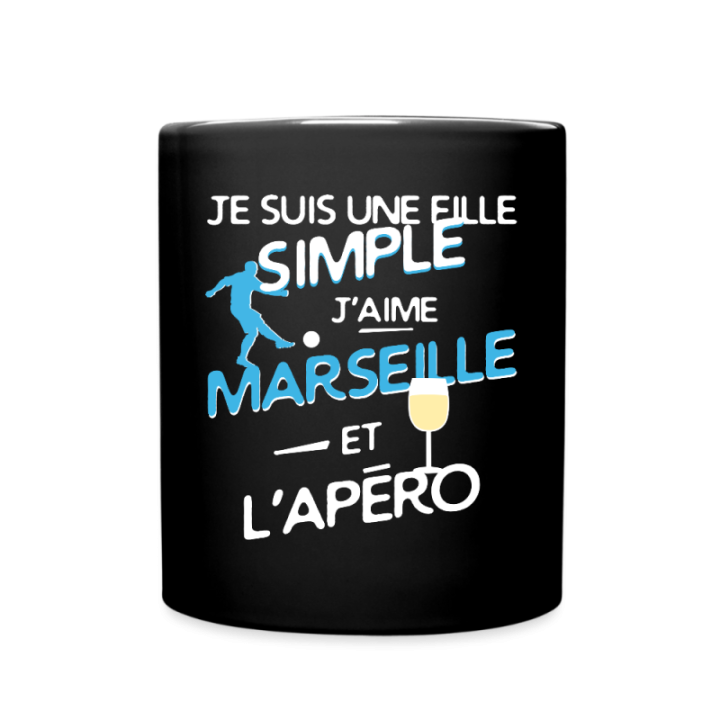 Mug uni - Une fille simple: Marseille et apéro - noir - front