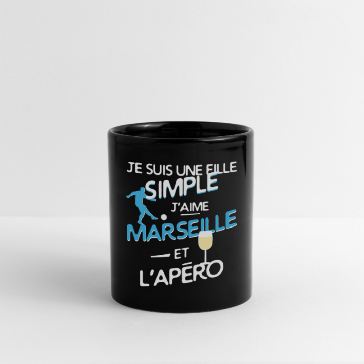 Mug uni - Une fille simple: Marseille et apéro - noir - front