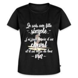 T-shirt premium femme - Juste besoin d'un cheval et d'un verre de vin - noir - front