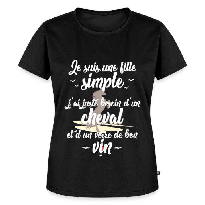 T-shirt premium femme - Juste besoin d'un cheval et d'un verre de vin - noir - front