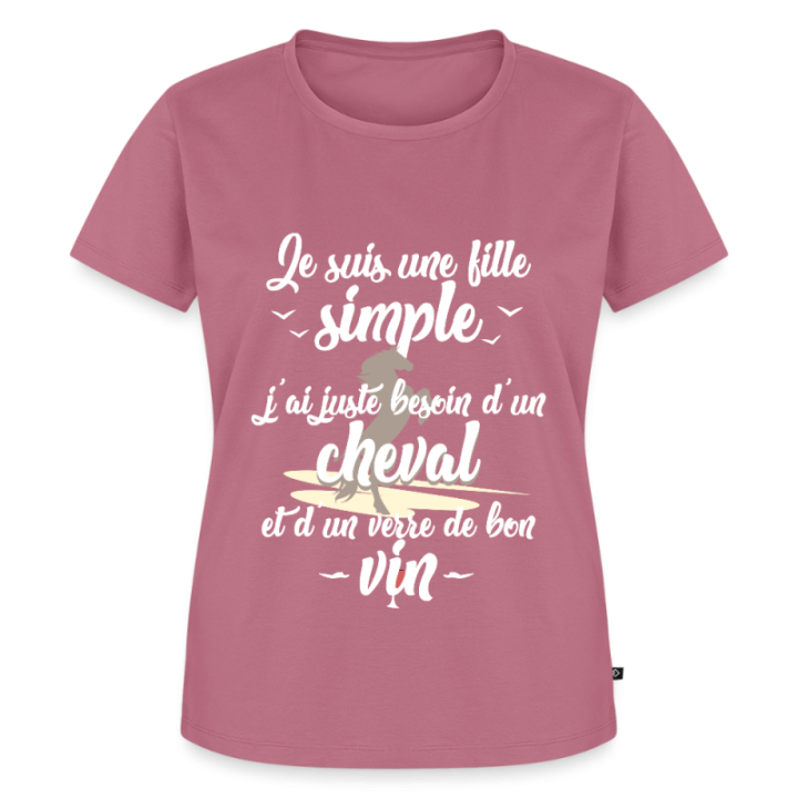 T-shirt premium femme - Juste besoin d'un cheval et d'un verre de vin - mauve - front