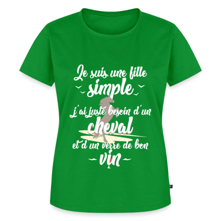 T-shirt premium femme - Juste besoin d'un cheval et d'un verre de vin - vert - front