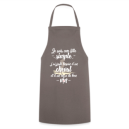 Tablier de cuisine - Juste besoin d'un cheval et d'un verre de vin - gris - front
