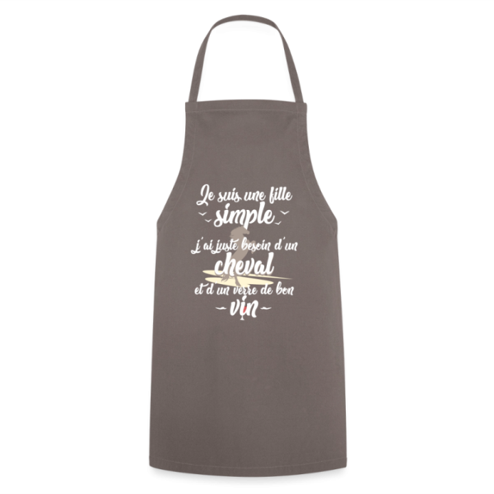 Tablier de cuisine - Juste besoin d'un cheval et d'un verre de vin - gris - front
