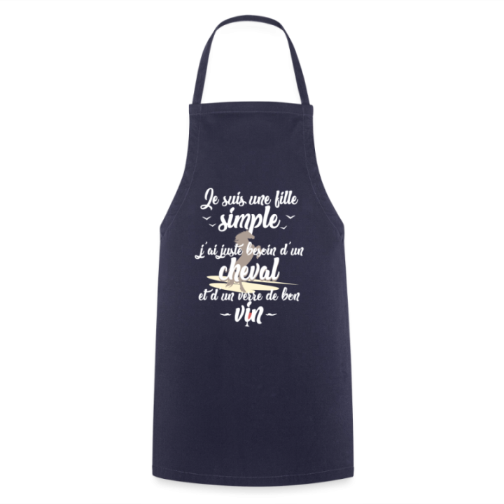 Tablier de cuisine - Juste besoin d'un cheval et d'un verre de vin - marine - front