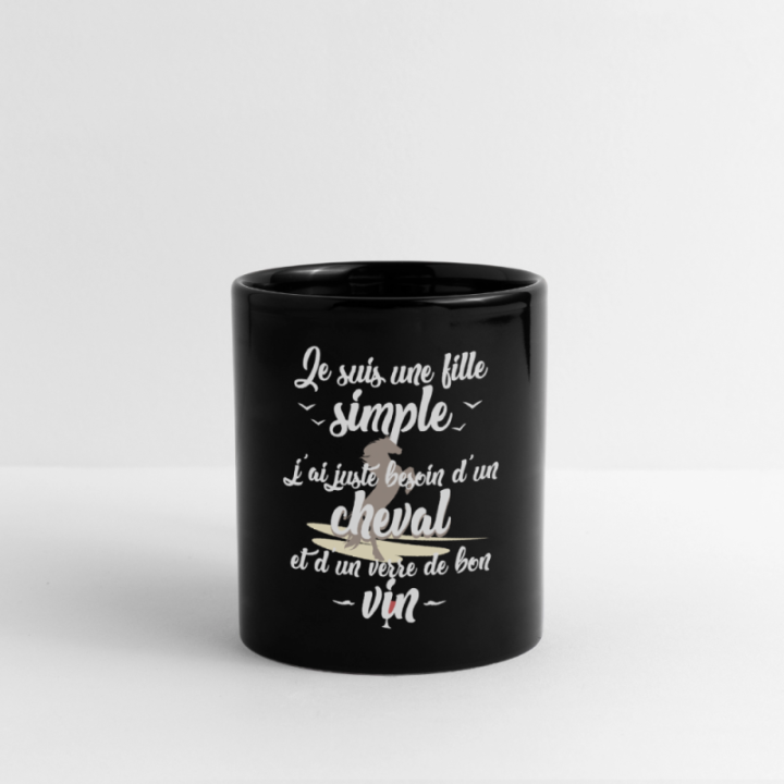 Mug uni - Juste besoin d'un cheval et d'un verre de vin - noir - front