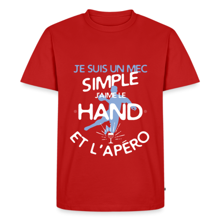 T-shirt premium homme - Un mec simple: Hand et apéro - rouge - front