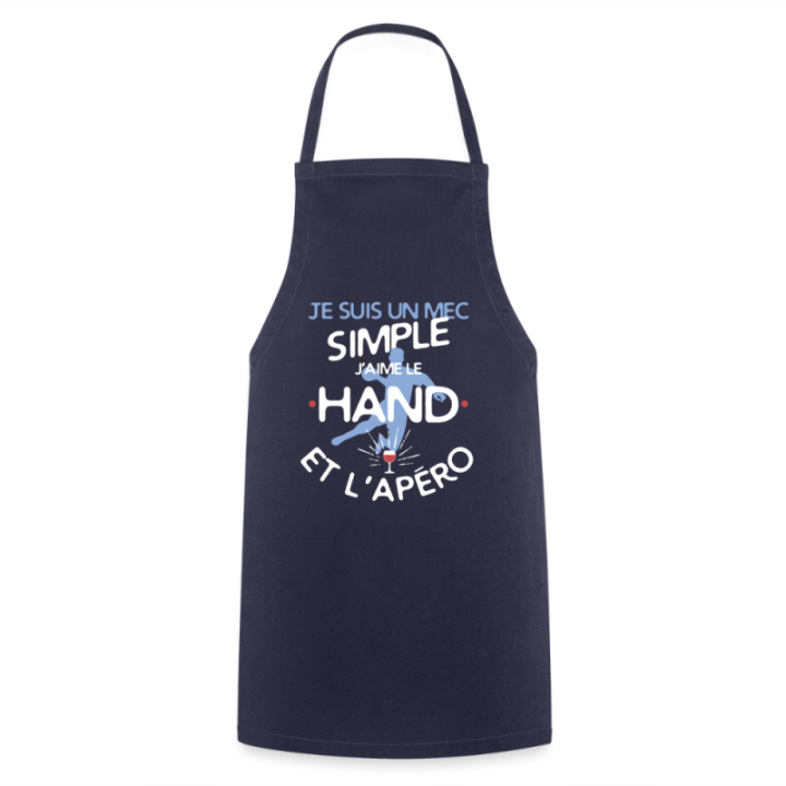 Tablier de cuisine - Un mec simple: Hand et apéro - marine - front