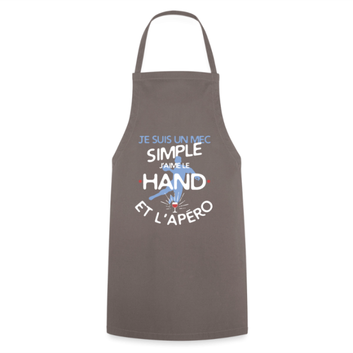 Tablier de cuisine - Un mec simple: Hand et apéro - gris - front