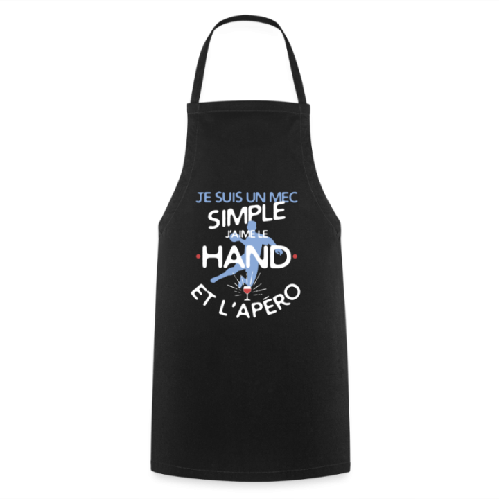 Tablier de cuisine - Un mec simple: Hand et apéro - noir - front