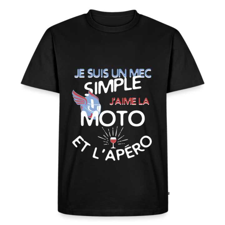 T-shirt premium homme - Un mec simple: Moto et apéro - noir - front