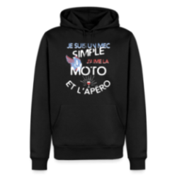Sweat-shirt à capuche premium homme - Un mec simple: Moto et apéro