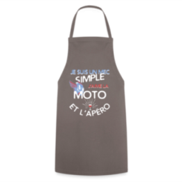 Tablier de cuisine - Un mec simple: Moto et apéro - gris - front