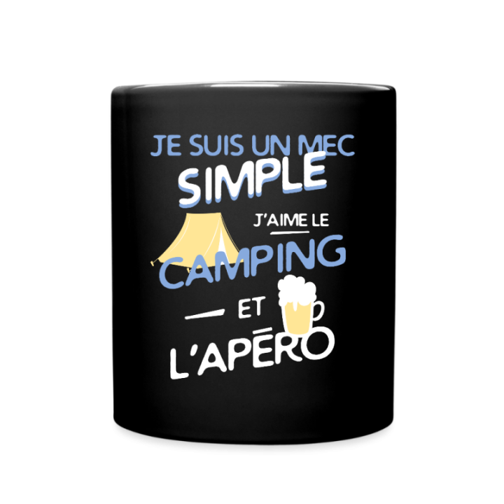 Mug uni - Un mec simple: Camping et apéro - noir - front