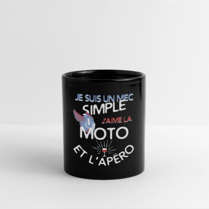 Mug uni - Un mec simple: Moto et apéro - noir - front