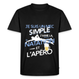 T-shirt premium homme - Un mec simple: Natation et apéro - noir - front