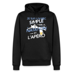 Sweat-shirt à capuche premium homme - Un mec simple: Natation et apéro