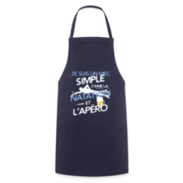 Tablier de cuisine - Un mec simple: Natation et apéro - marine - front