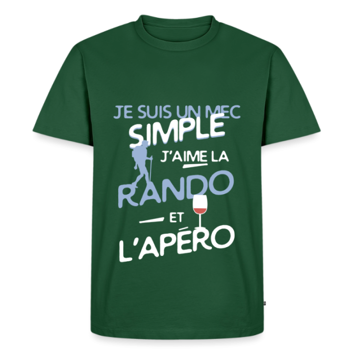 T-shirt premium homme - Un mec simple: Rando et apéro - vert bouteille - front