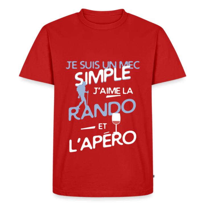 T-shirt premium homme - Un mec simple: Rando et apéro - rouge - front
