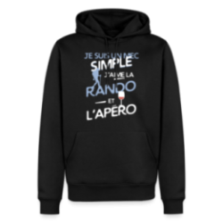 Sweat-shirt à capuche premium homme - Un mec simple: Rando et apéro