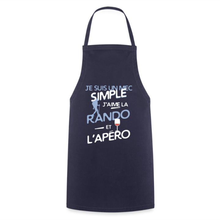 Tablier de cuisine - Un mec simple: Rando et apéro - marine - front