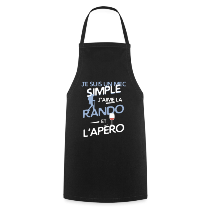 Tablier de cuisine - Un mec simple: Rando et apéro - noir - front